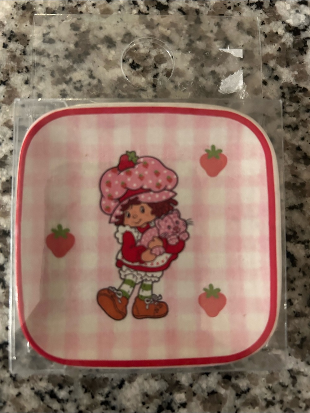 Pink Strawberry Kids Accessory Plate with Cute Character